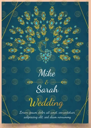 Wedding Invitation Card With Peacock Motif